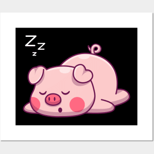 Cute pig sleeping Posters and Art